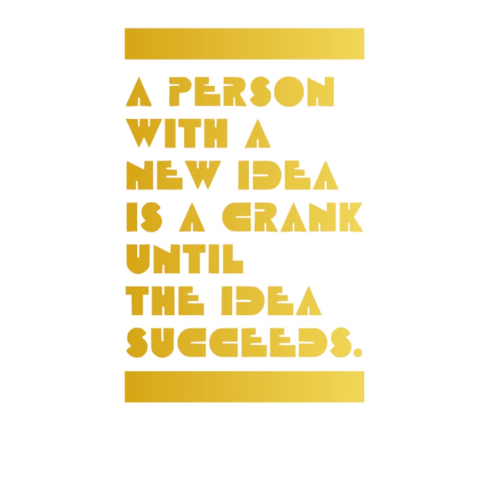 ウォールステッカー 名言 英字 A person with a new idea is a crank 金 光沢 マーク トゥウェイン