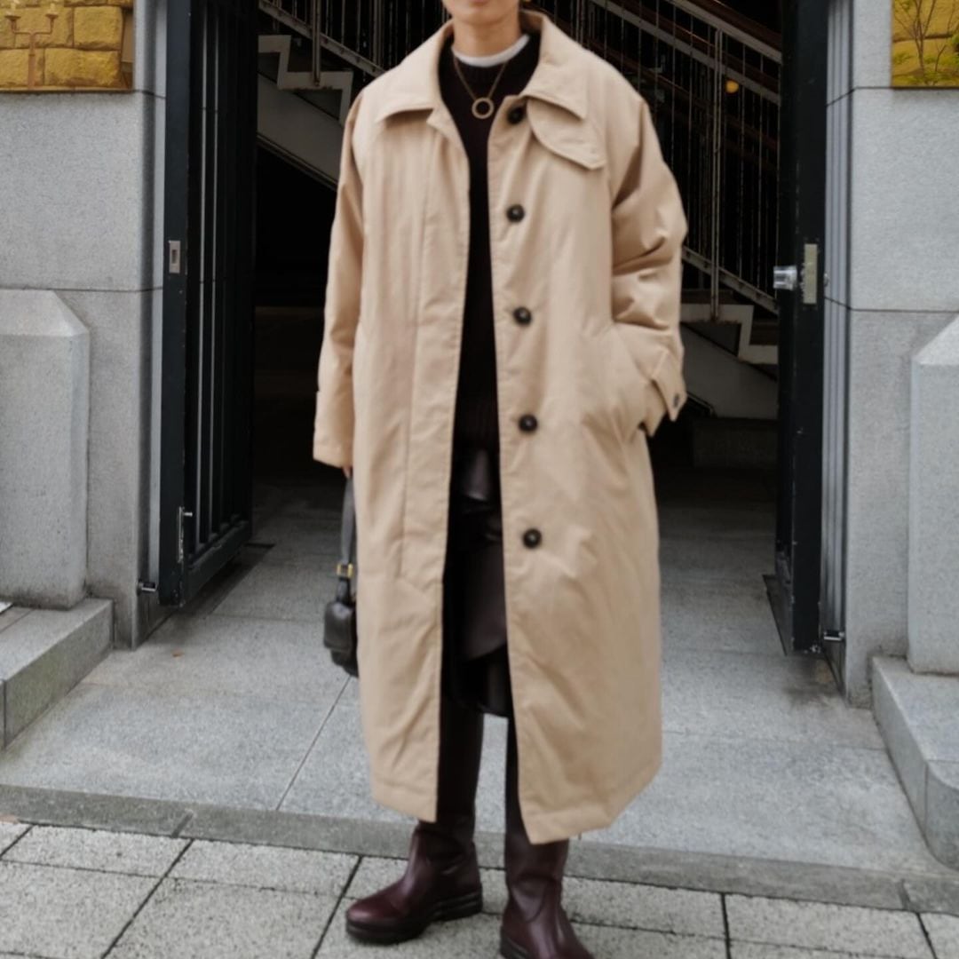 2way collar I line padded long coat G1107