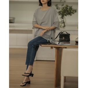 レース使いボートネックシャツ W01275