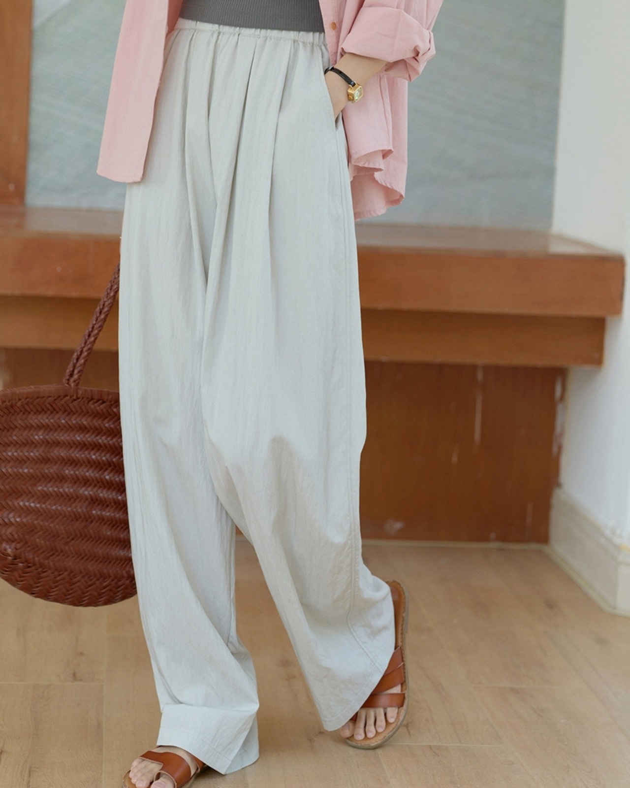 Tuck-in wide leg pants L0121