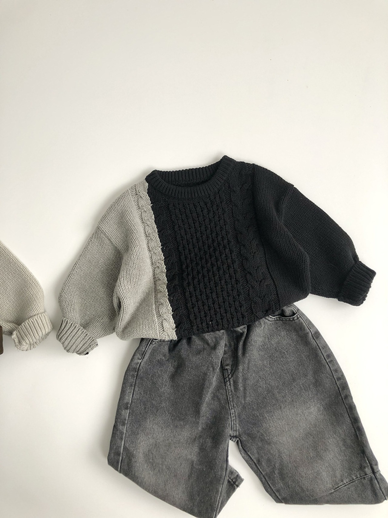 〈80-130size〉ツートンシンプルニットセーター - 4