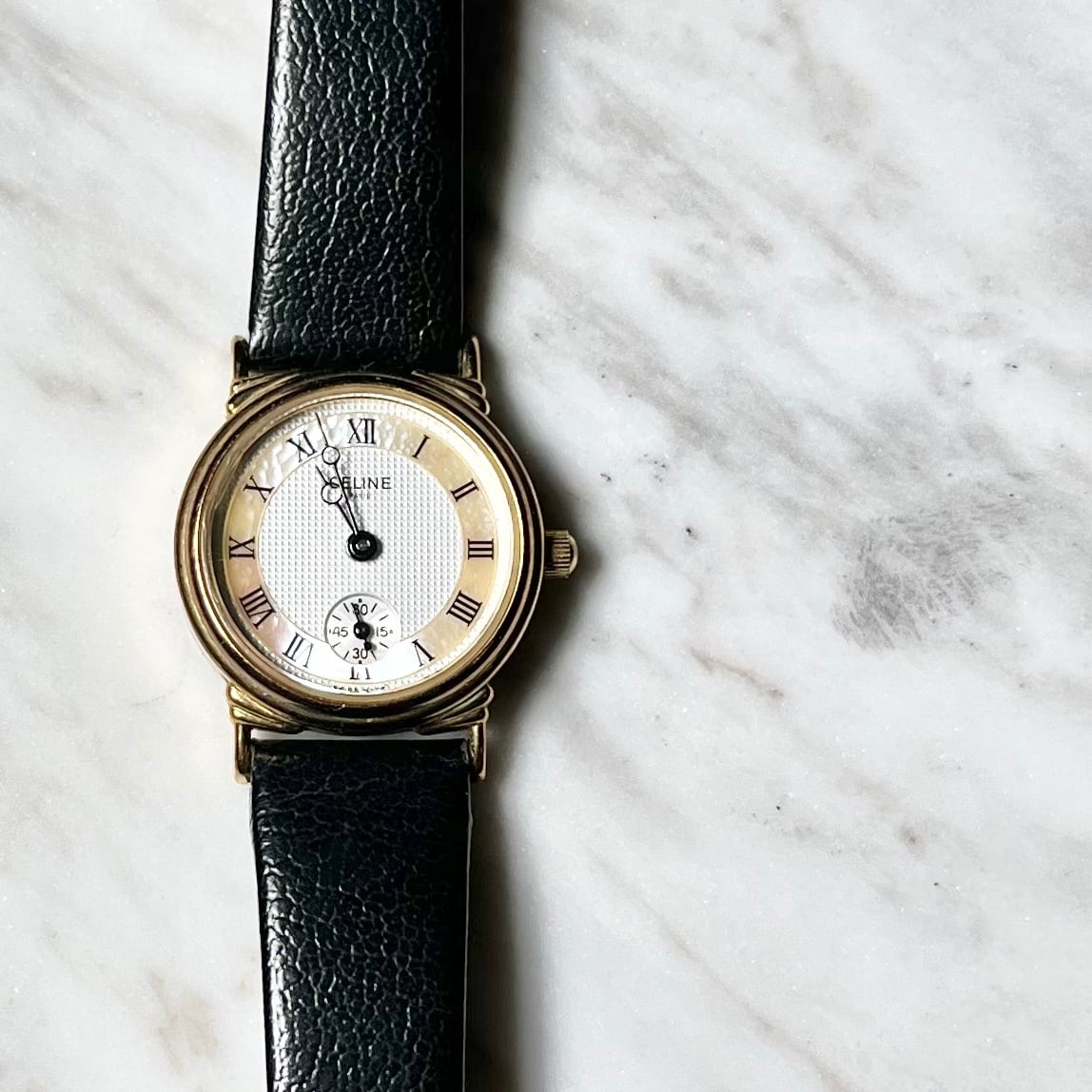 vintage CELINE shell dial ladys quartz watch | NOIR ONLINE