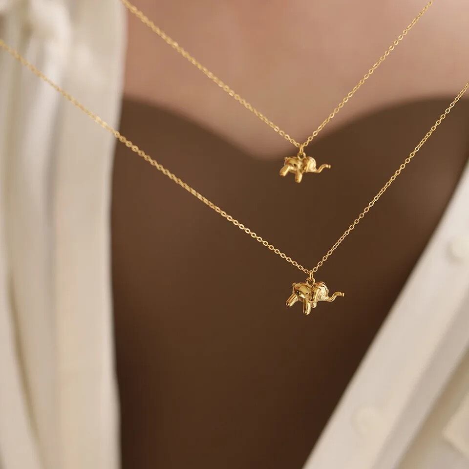 金アレ対応 316L ぞうモチーフネックレス(0301)
