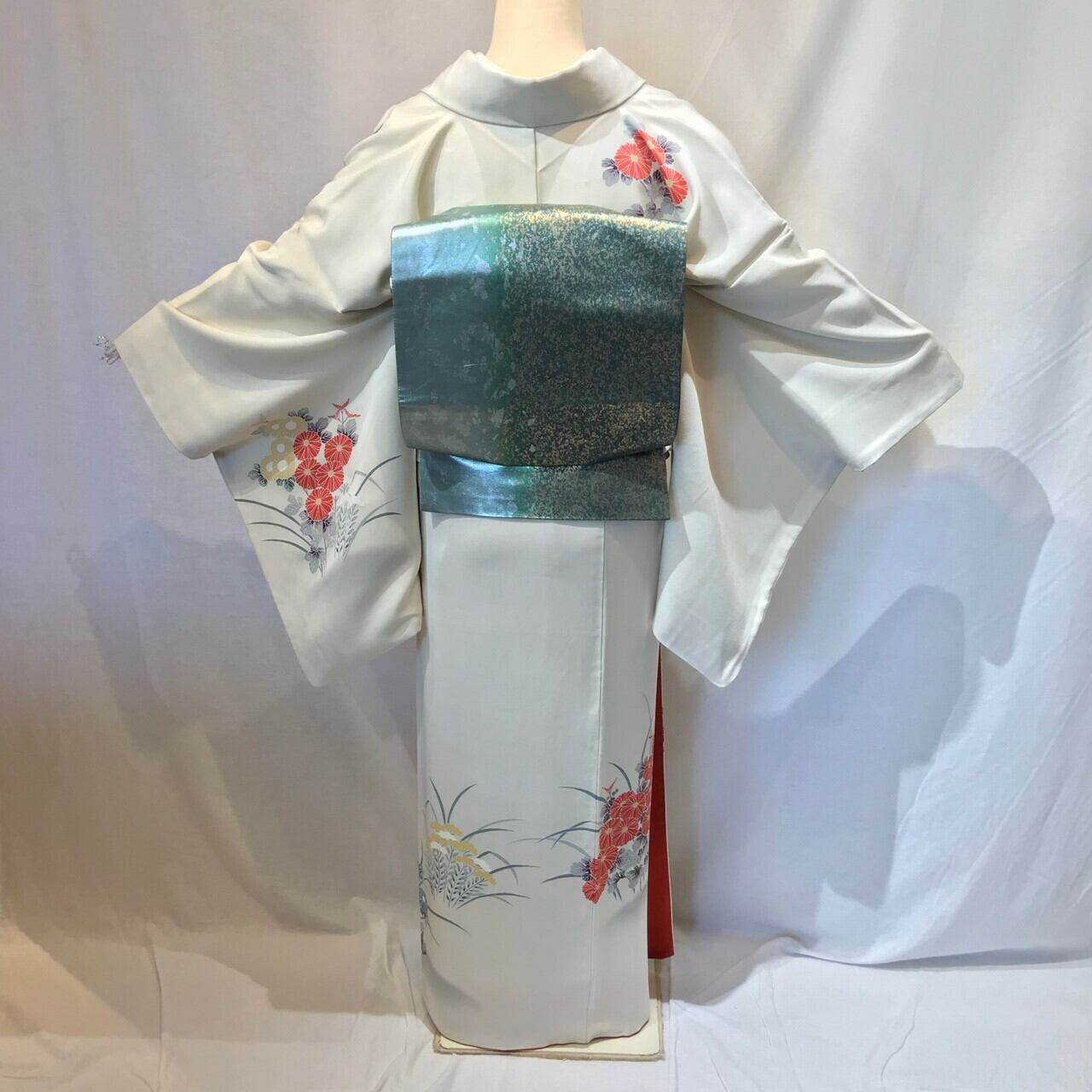 高身長オフ白加賀友禅訪問着1578 | リサイクル着物と着物ジャケットLa  