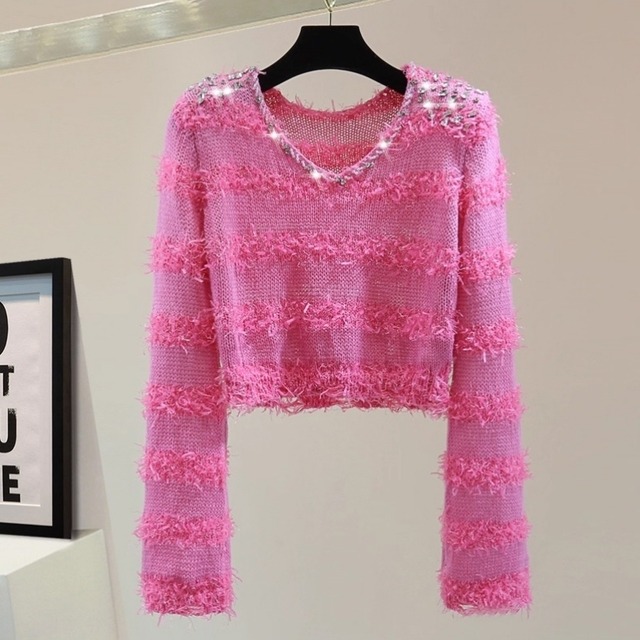 Fringe border jewel knit　B3318