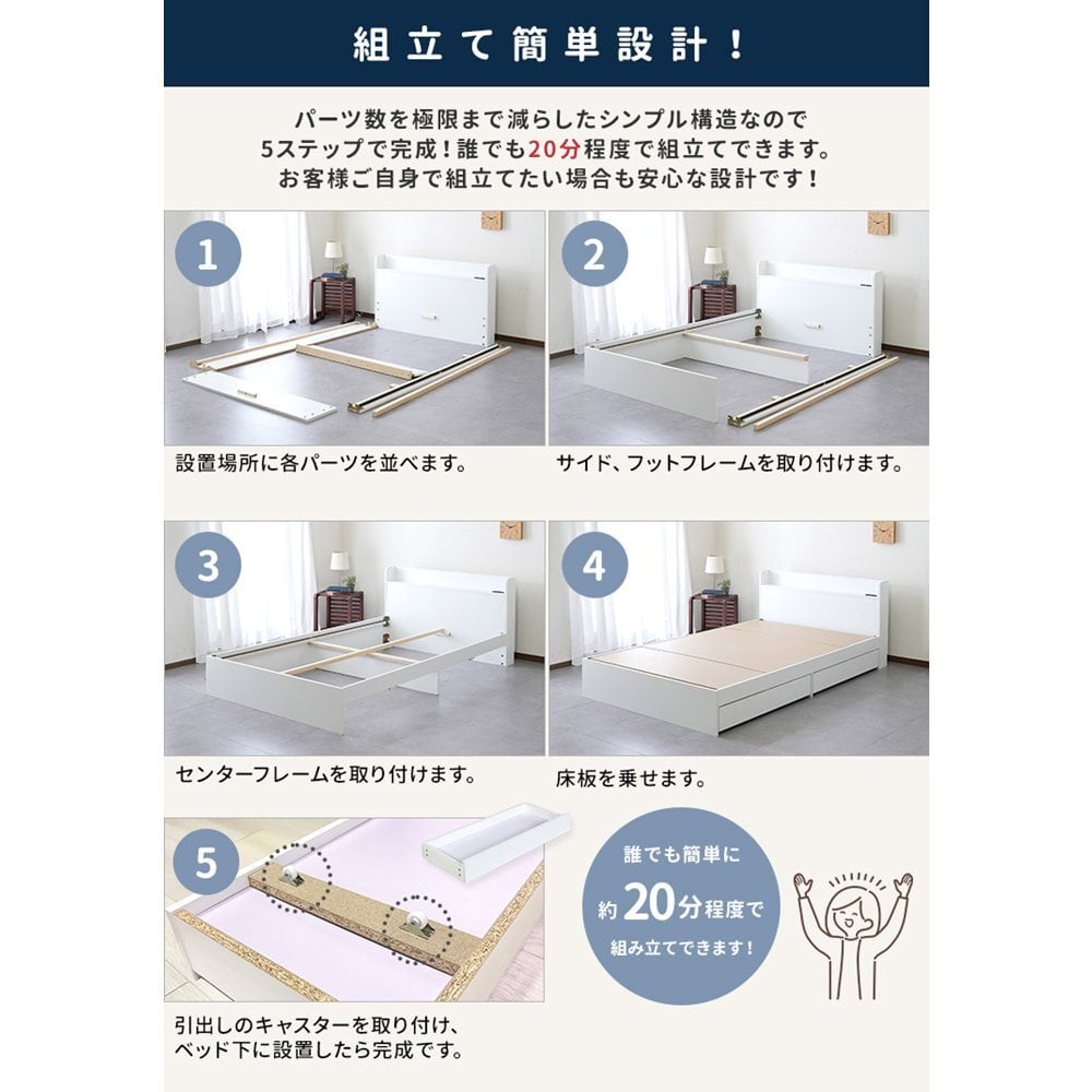 RUES【ルース】 組立の不安を最初から無くすベッド シングルサイズ