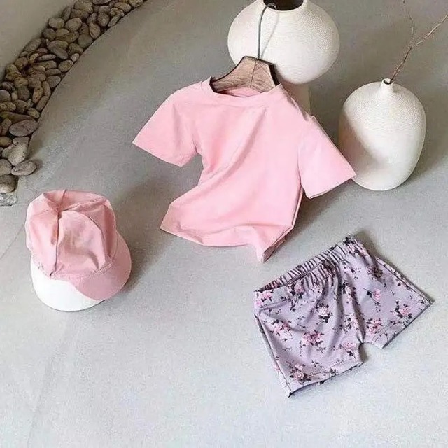twopiece swim wear  〝flower〟｜ 水着  花柄 Tシャツ ツーピース 女の子 男の子