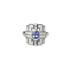 vintage silver art-deco style ring set with rhinestone