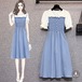 【大きいサイズL-4XL】ファッションワンピース♪ブルー/ブラック2色展開◆#sbotv-771817