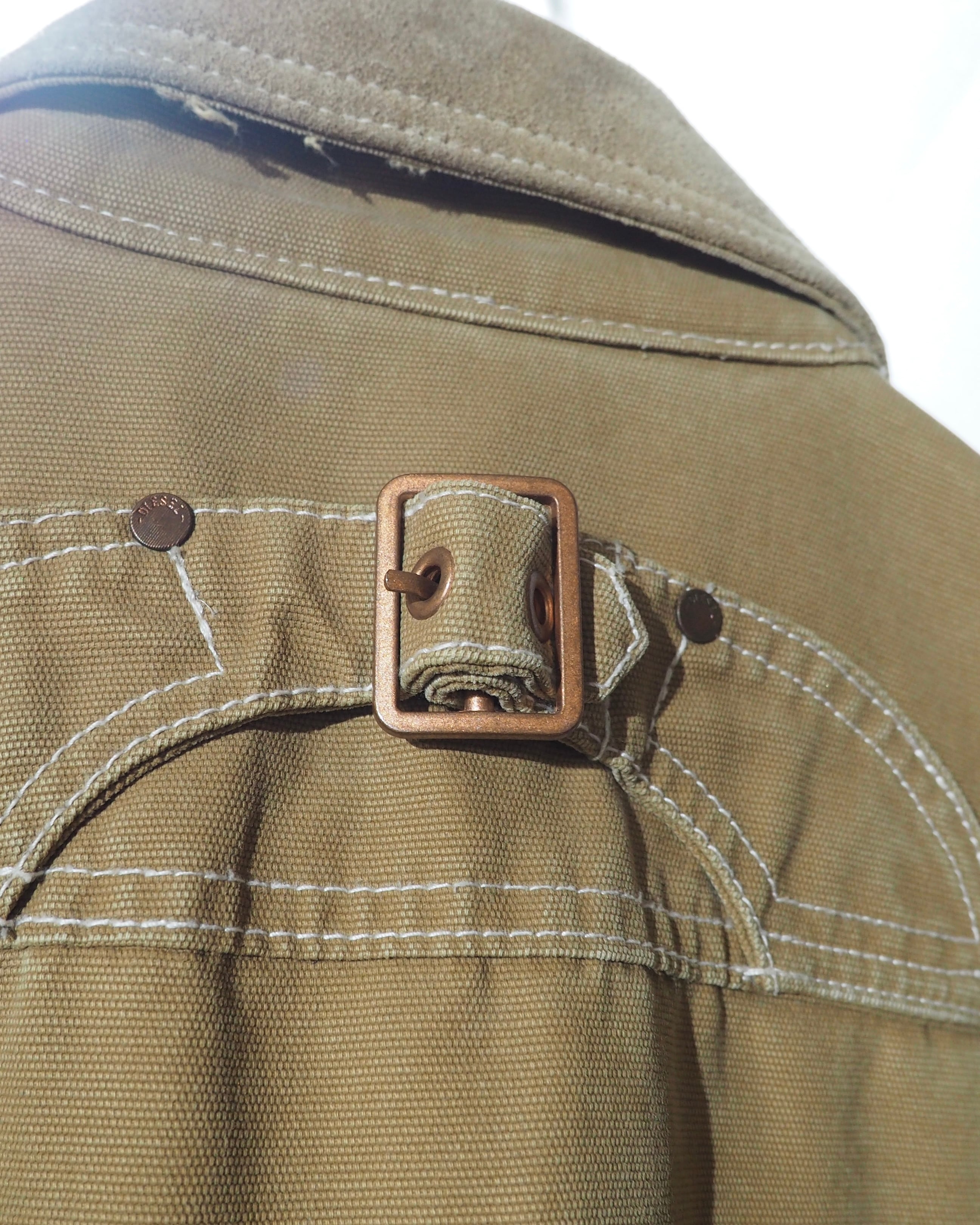 " DIESEL " Suede Leather Switching Cotton Duck Work Jacket