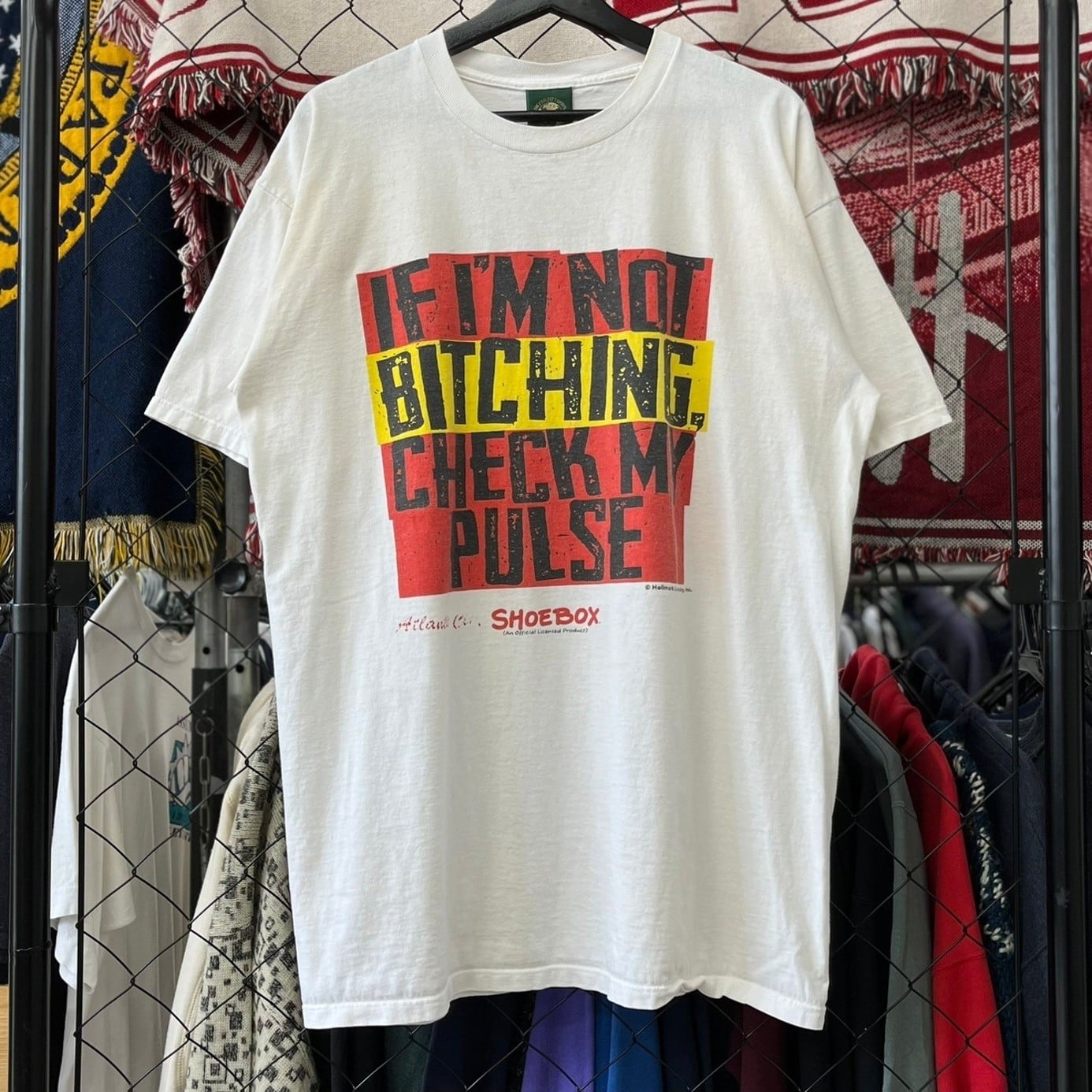 90s- USA製 デザイン系 半袖Tシャツ プリント ワンサイズ 古着 古着屋 埼玉 ストリート オンライン 通販