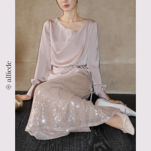 スパンコールミディスカート　A3261