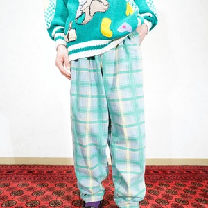 *SPECIAL ITEM* EU VINTAGE CHECK PATTERNED DESIGN DENIM PANTS MADE IN ITALY/ヨーロッパ古着チェック柄デザインデニムパンツ