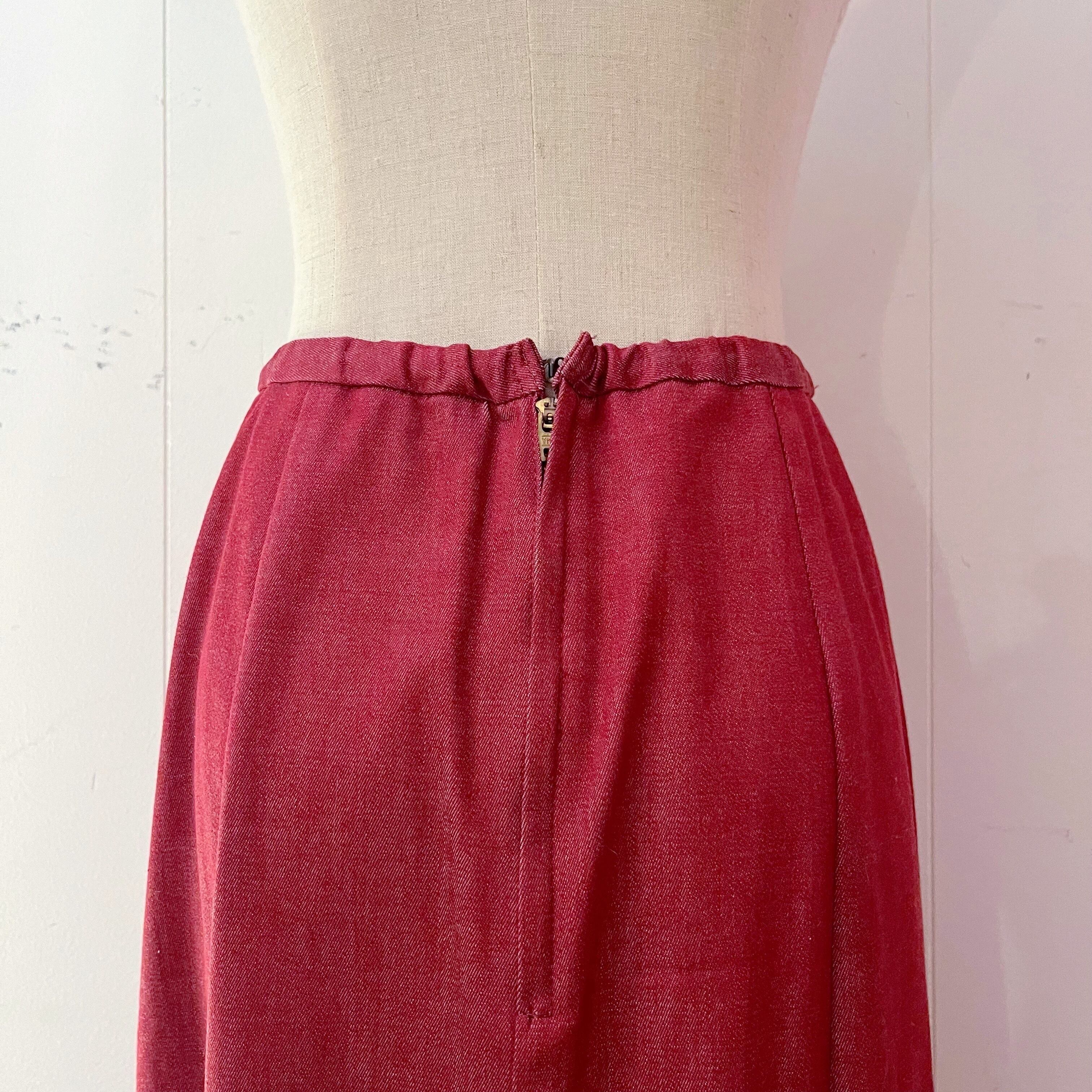 red denim seams flare skirt