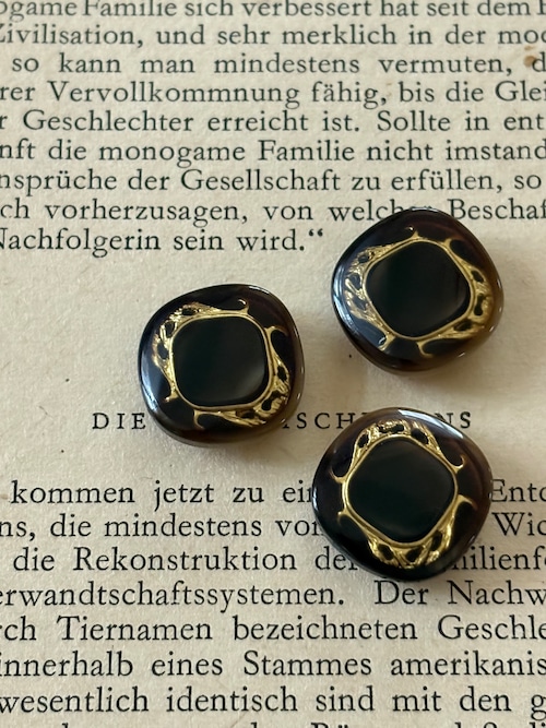 16mm 対角線17mm Japanese ヴィンテージボタン ブラウン×ゴールドエレガント アクセサリーパーツ 装飾材