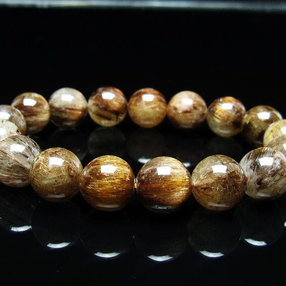 キャッツアイルチルクォーツ ブレスレット 12mm ルチルクォーツ ブレス 一点物 メール便可 [M便 1/10] 111-45779