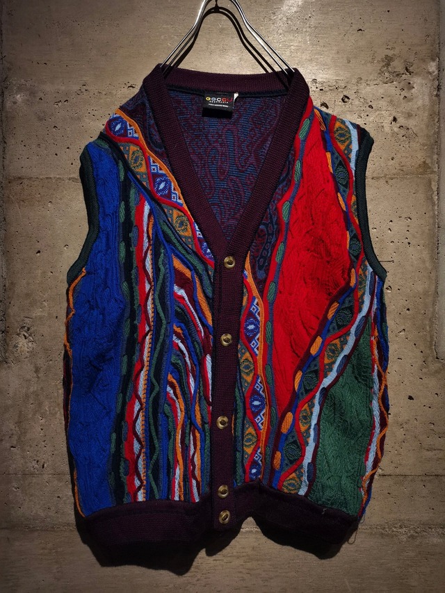 【Caka】 Crazy Knitting Pattern Vintage 3D Knit Vest