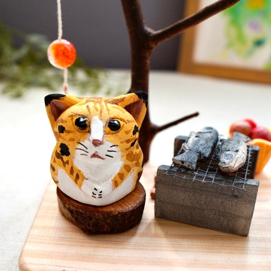 木彫り猫 330 置物 | Forest cat