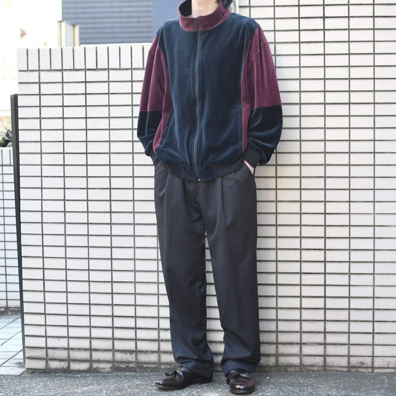 Norm Thompson switching design velour track jacket