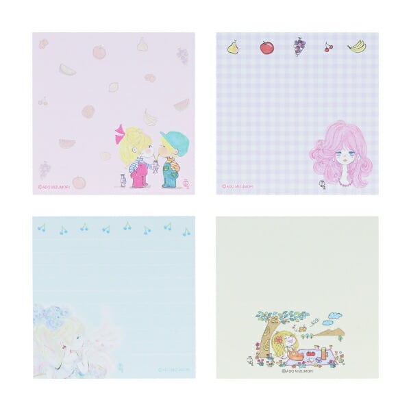 水森亜土 フルーツ スクエアメモ 文具 日本製 亜土ちゃん