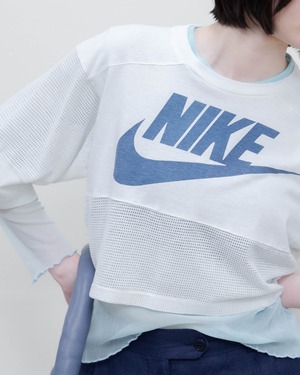 1980s NIKE - cropped paneled mesh T-shirt