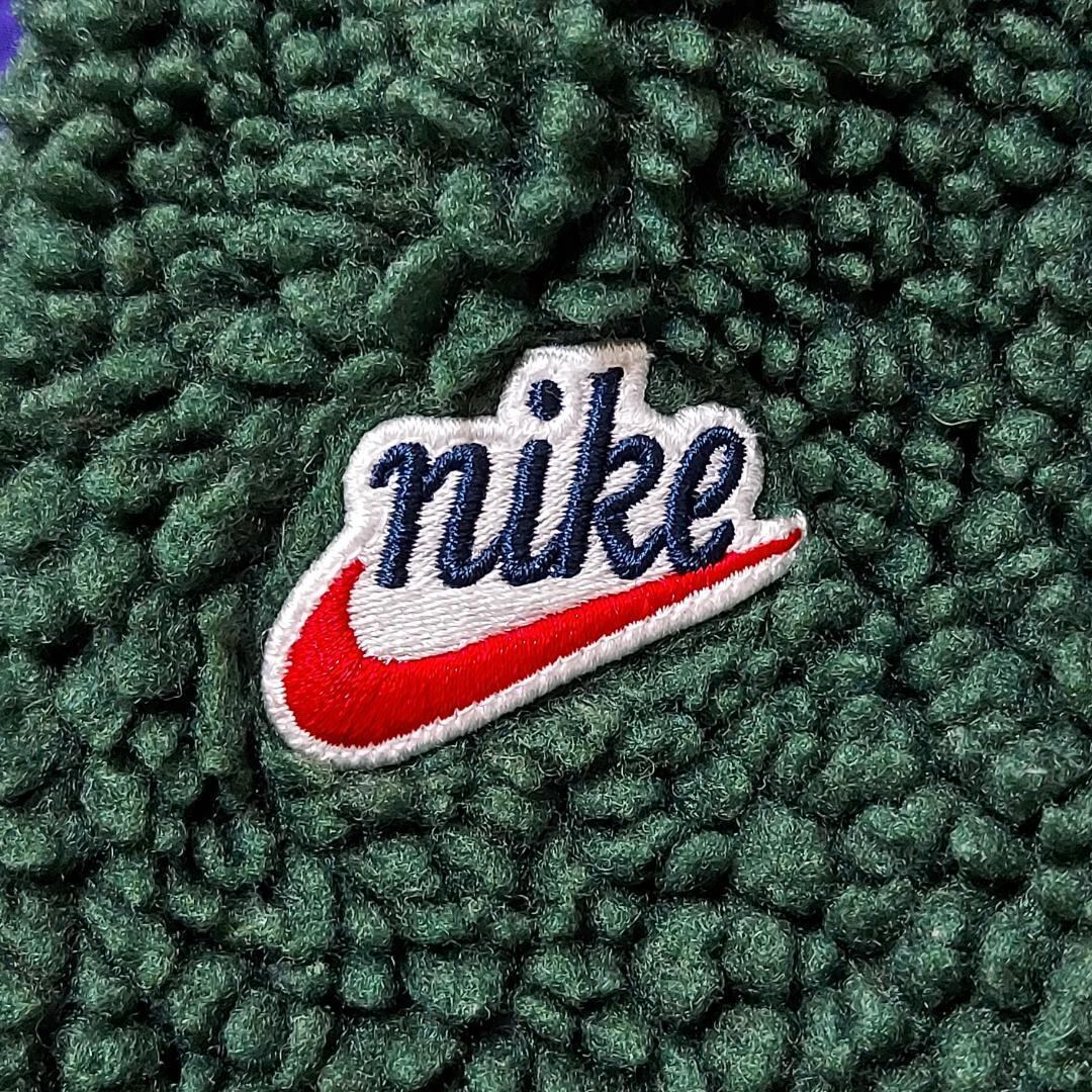 NIKE ナイキ ボアジャケット ハーフジップ ナイロン ロゴ刺繍 緑 紫