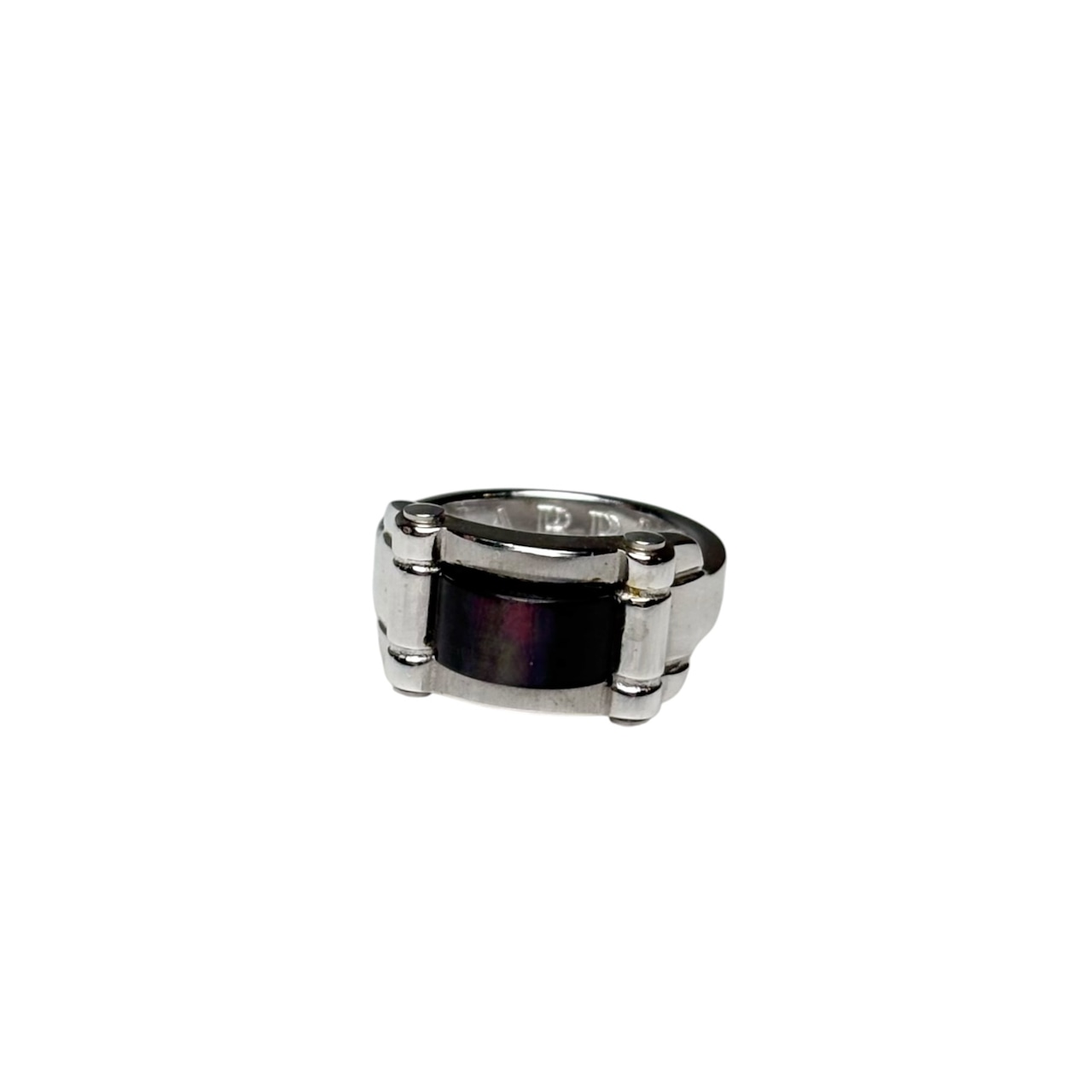 CHARRIOL silver ring set with black shell