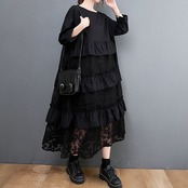 花柄シアー フリル ワンピース 00424