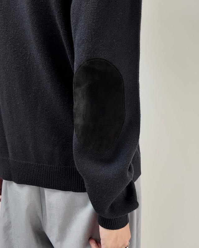 【PRADA】leather elbow patch drivers knit