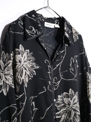 flower art full pattern monotone color sheer shirt