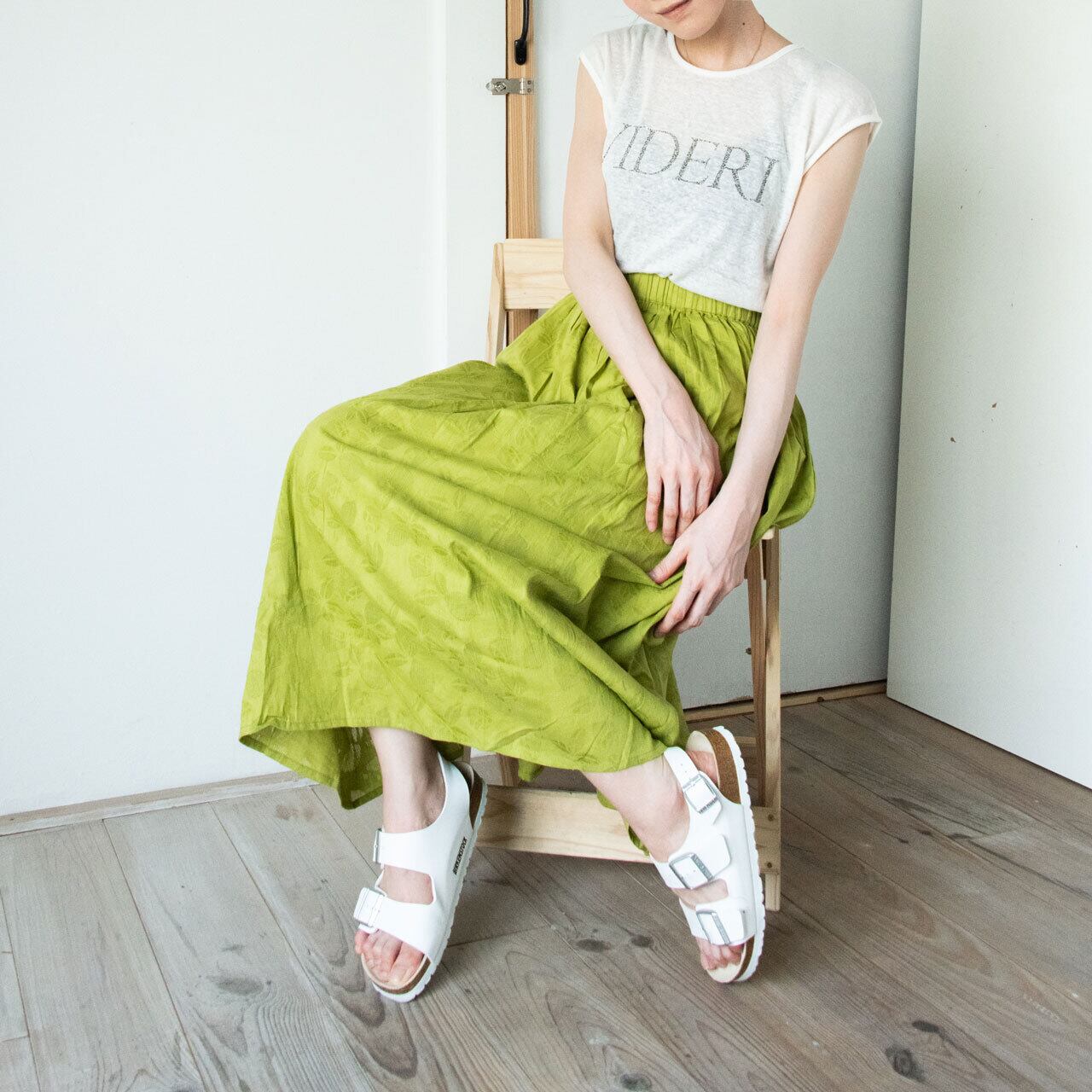 コットンジャガードフレアスカート_YEL