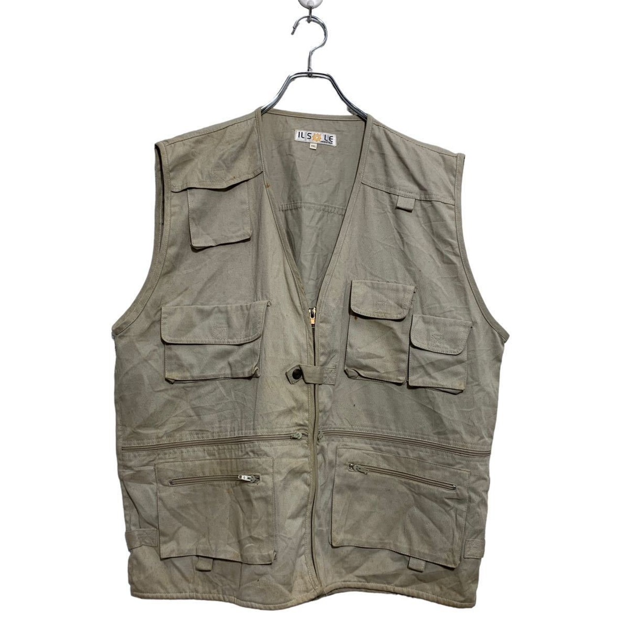 ILSLE フィッシングベスト 2XL ベージュ ビッグサイズ アウトドア 古着 
