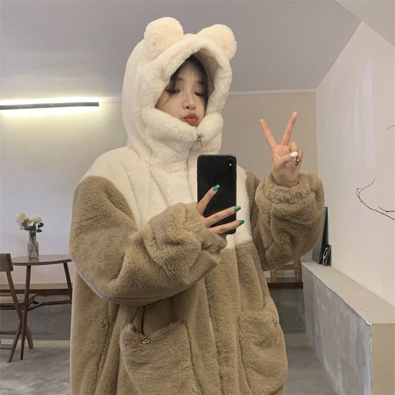 オータムウィンターコート レディースフードカーディガン 大人ガーリー スウィート キュート カジュアル 秋物 冬物 ステッチ 萌量不足34599510863