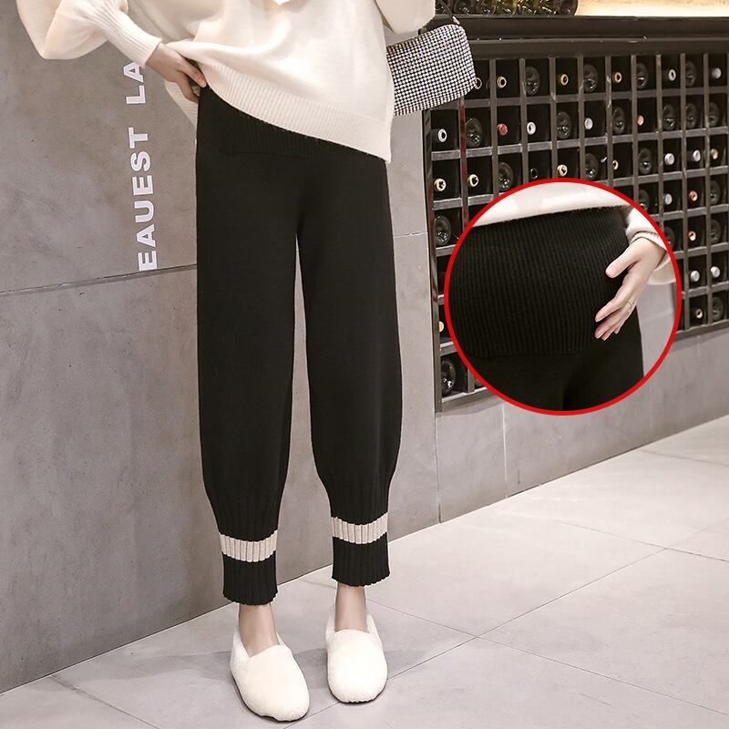 【新作】【送料無料】 マタニティウェア2020秋と冬の新しいニットレッグストライプハーレムパンツ、ゆったりとした妊婦の腹リフトパンツ-アリババ オータム 秋物 ウィンター 冬物 expec24182262231