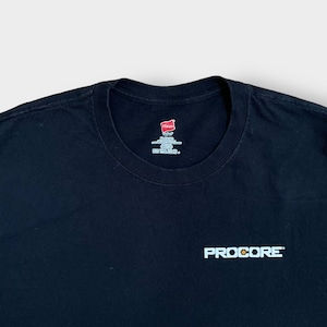 【HANES】企業系 建築系 ソフトウェア PROCORE ワンポイントロゴ Tシャツ バックプリント X-LARGE ビッグサイズ 黒 半袖 us古着