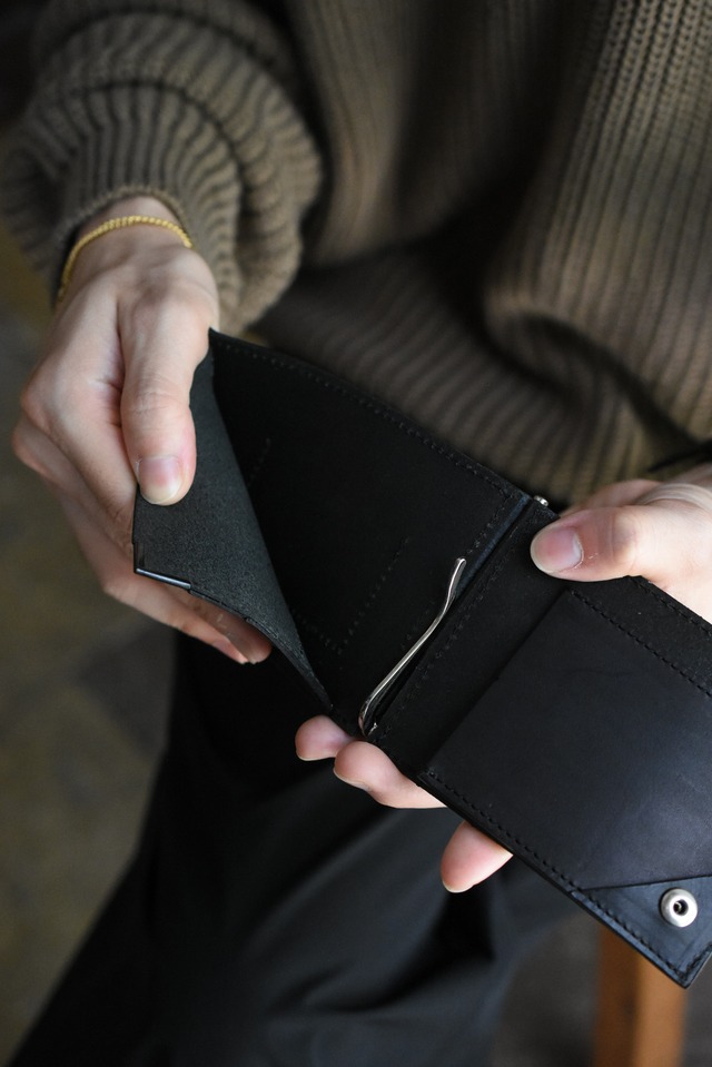 Utah／”NL" calros money clip／vegetable tanned leather wallet