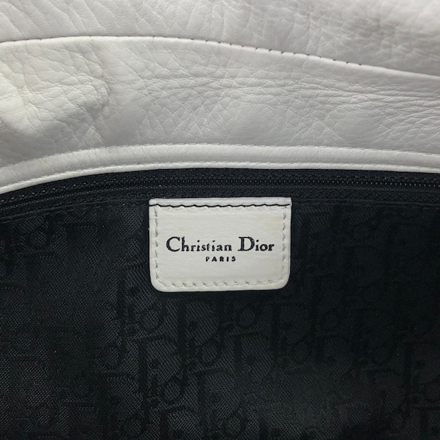 Christian Dior クリスチャン ディオール ショルダーバッグ ホワイト Dモチーフ レザー ワンショルダー vintage ヴィンテージ オールド 8te7iw