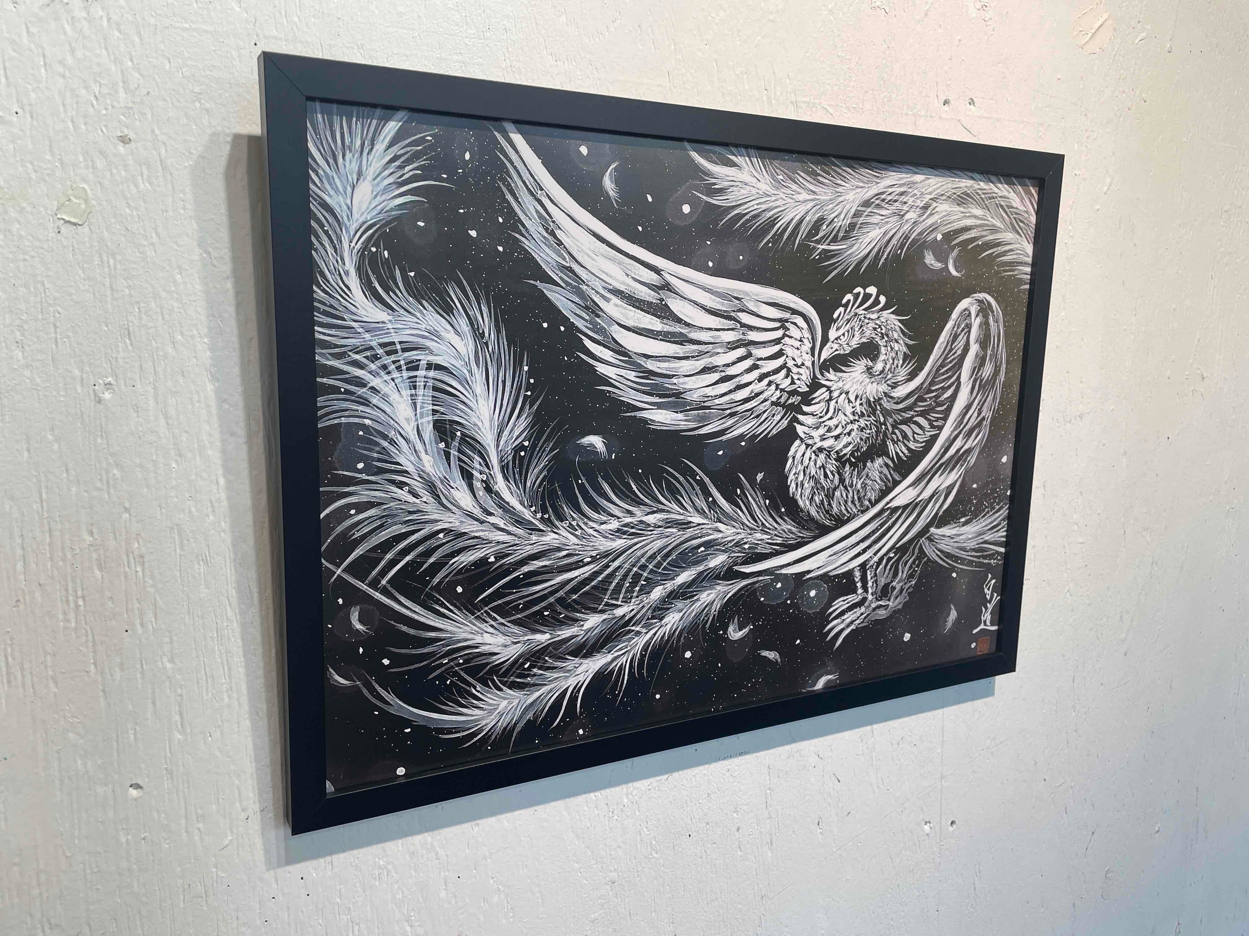 NEW!現代水墨画家 絵師白道 「大宇宙朱雀」13 （複製画） 鳥 朱雀 鳳凰