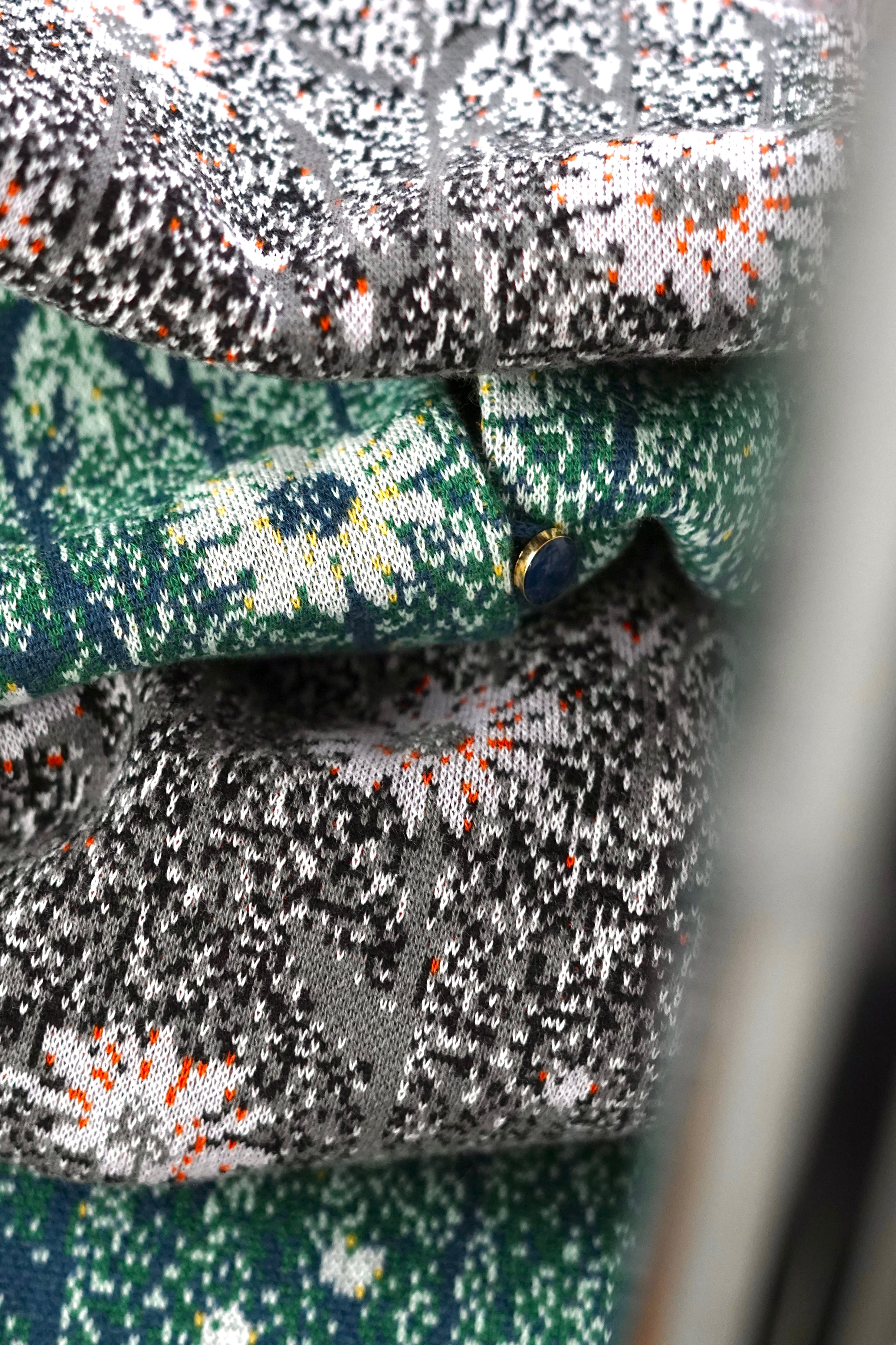 Mame Kurogouchi / Floral Jacquard Graphic Knit Top ( GREEN, PURPLE