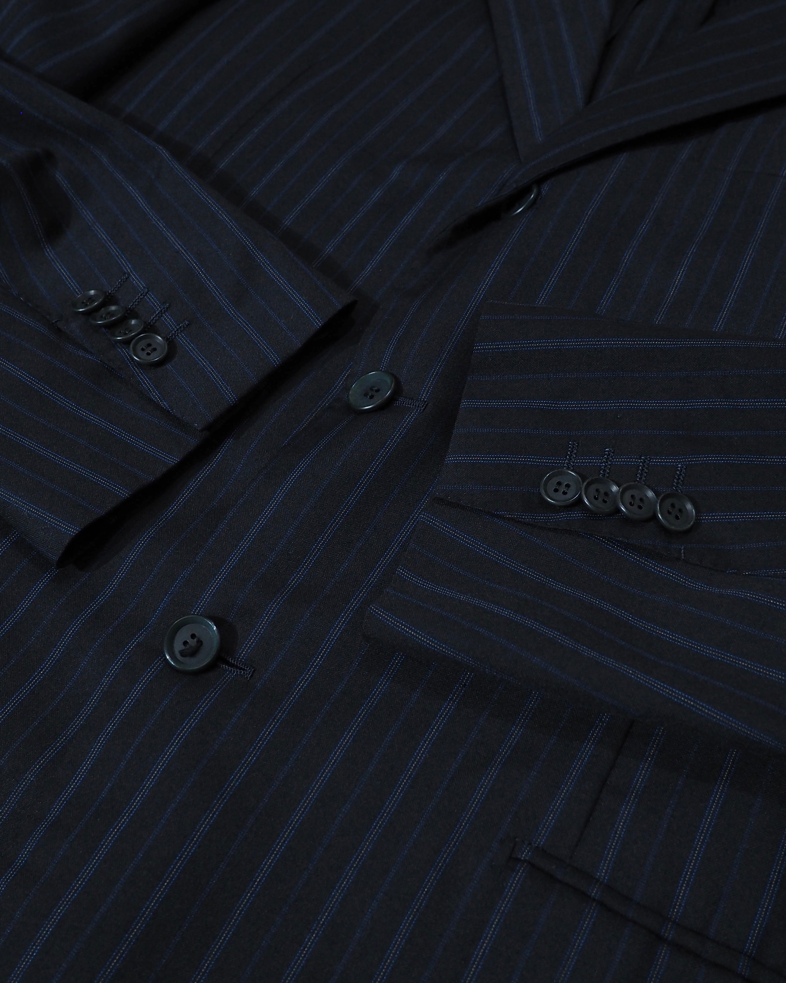 " Artigianale × Ermenegildo Zegna " Beautiful Dark Blue Pinstripe Tailored jacket (woven in italy)