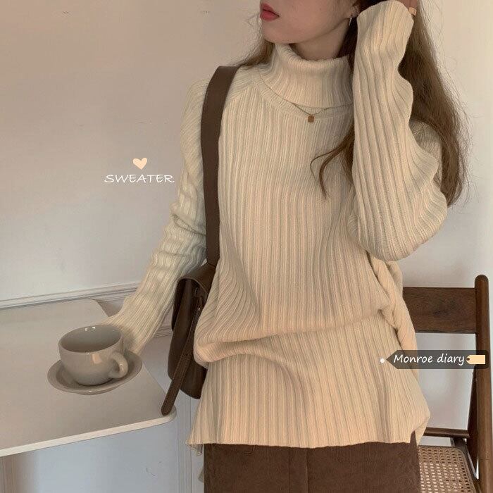 セーター レディースルーズシャツ オータムウィンタースタイルトップス ロング 秋物 冬物 モンロー94991439097