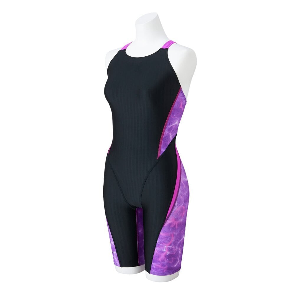 Mizuno 競泳水着 Mサイズ ブラック/パープル ミズノ競泳水着 ハーフスーツ[レディース]N2MGC243 マスターズバック