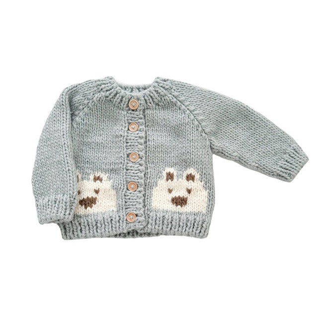 【送料無料】Bear Cardigan / Blue Gray