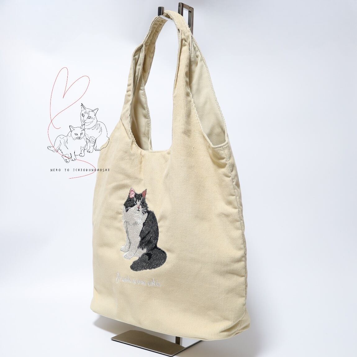 COCOALT 猫デザイン刺繍コーデュロイトートバッグ ラグドール | 猫と