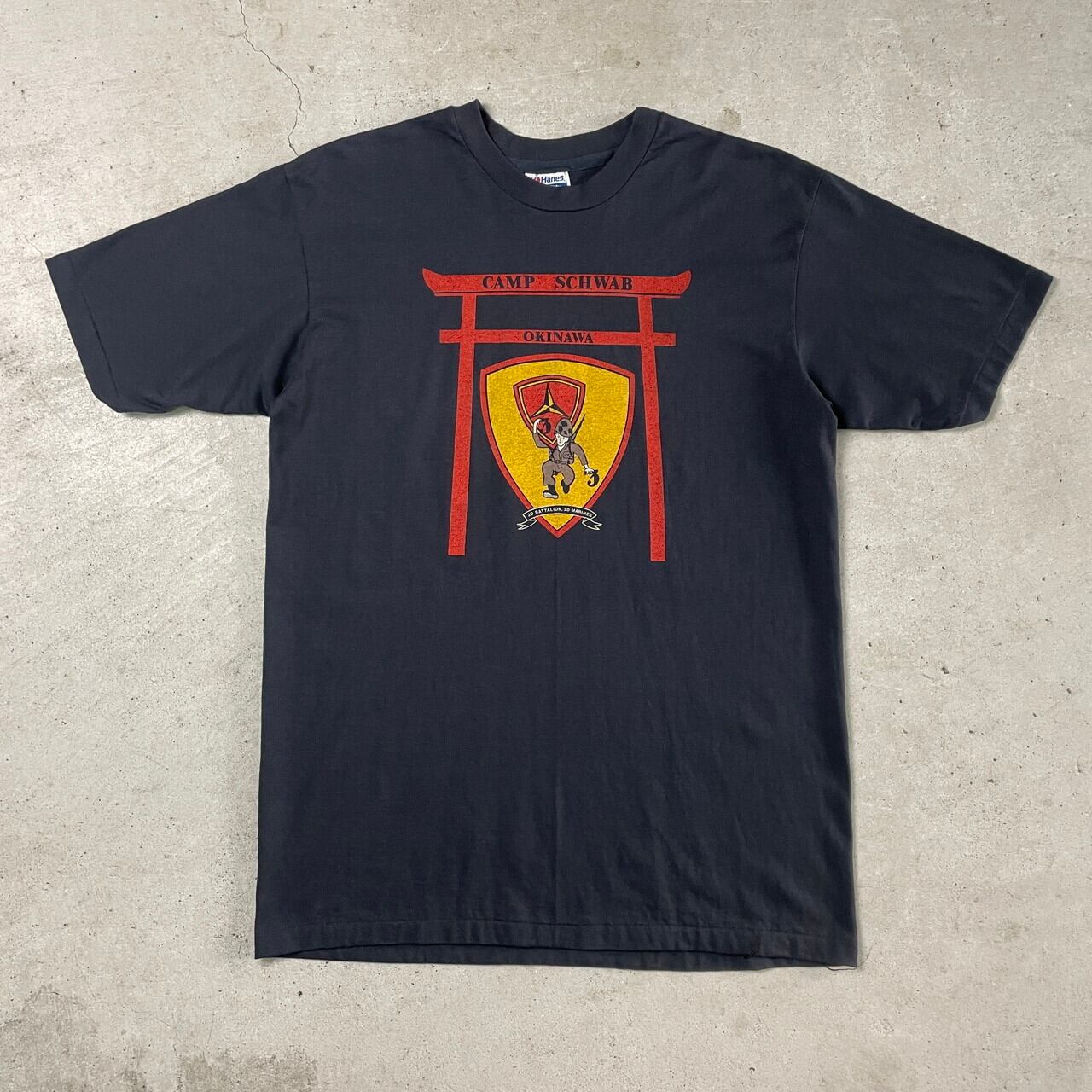 80年代 CAMP SCWAB OKINAWA スーベニア プリント Tシャツ メンズL 古着