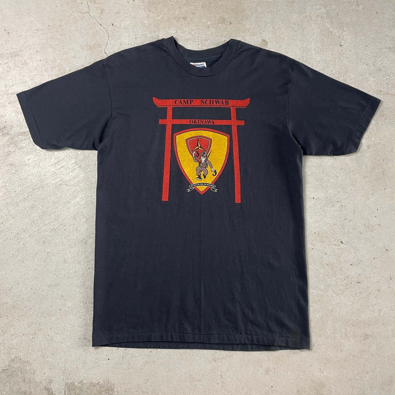 80年代 CAMP SCWAB OKINAWA スーベニア プリント Tシャツ メンズL 古着 