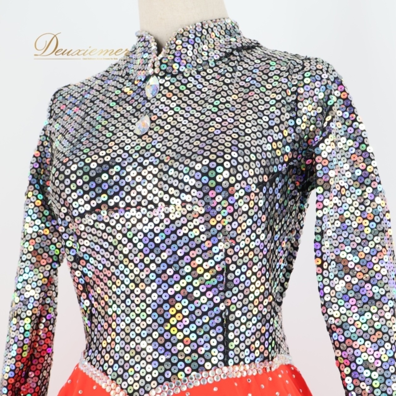 社交ダンス 衣装 スタンダードドレス ワンピース ドレス ブラック系 レッド系 シルバー系 赤 黒 シルバー フロート レース ファー デモ 競技 ボリューム ダンス パーティ 発表会 スパンコール 豪華