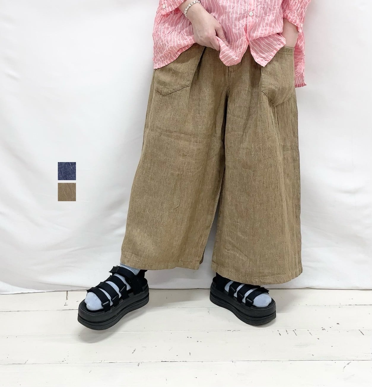 NATURAL LAUNDRY】リネンデニムタックガウチョPT / 7263P-001