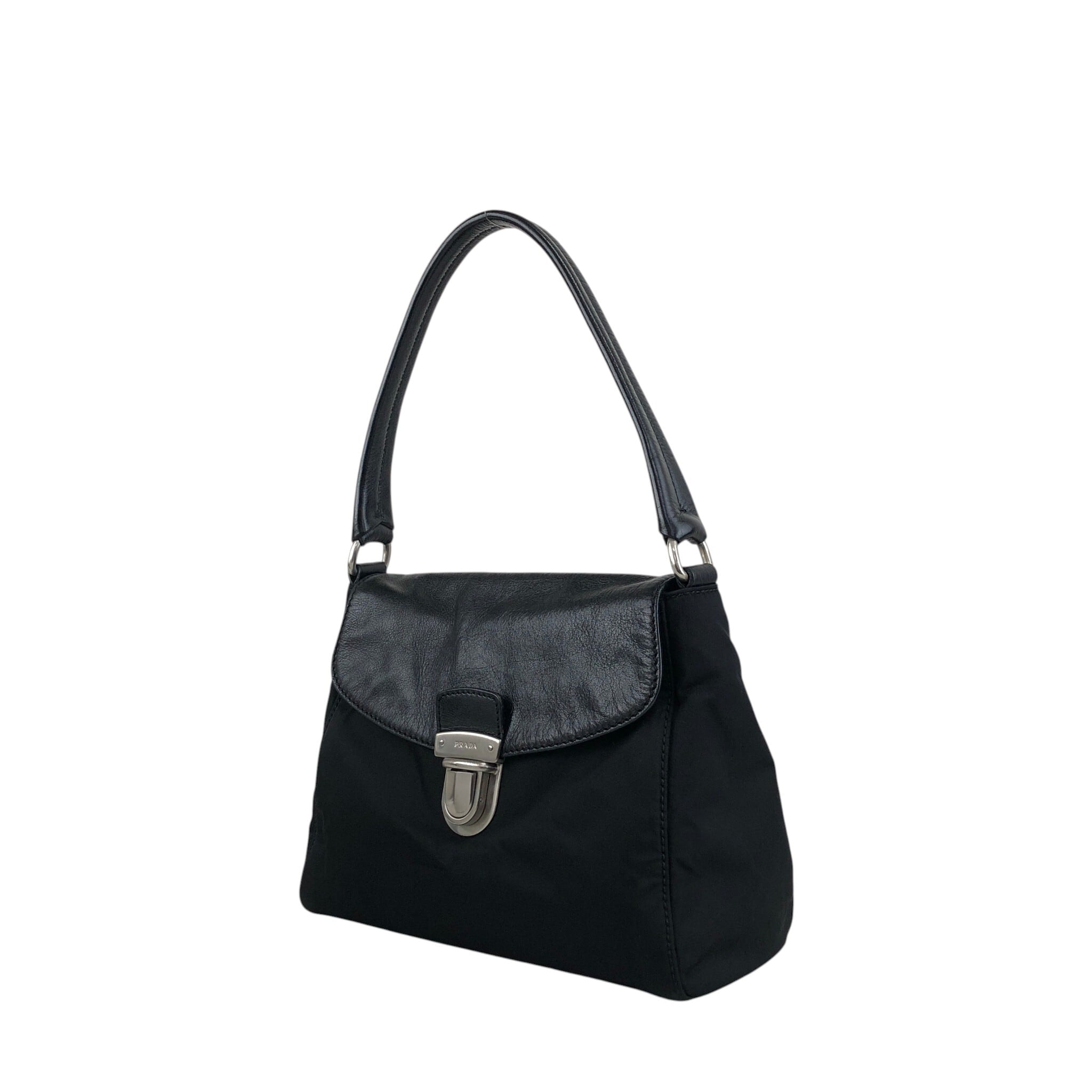PRADA プラダ ショルダーバッグ ブラック プッシュロック レザー ワン