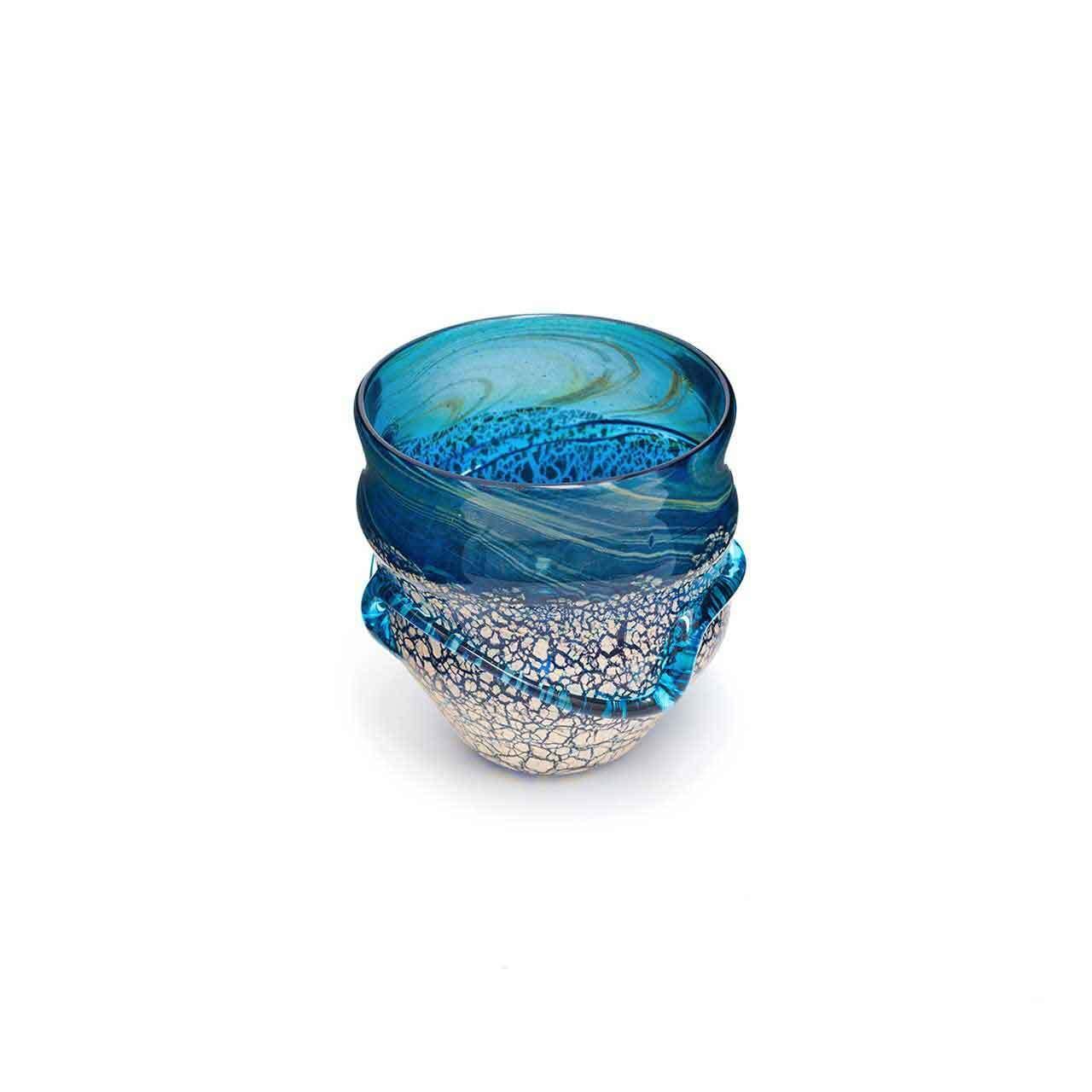 宙吹きガラス工房虹】宙吹土紋白土オーロラグラス [琉球ガラス